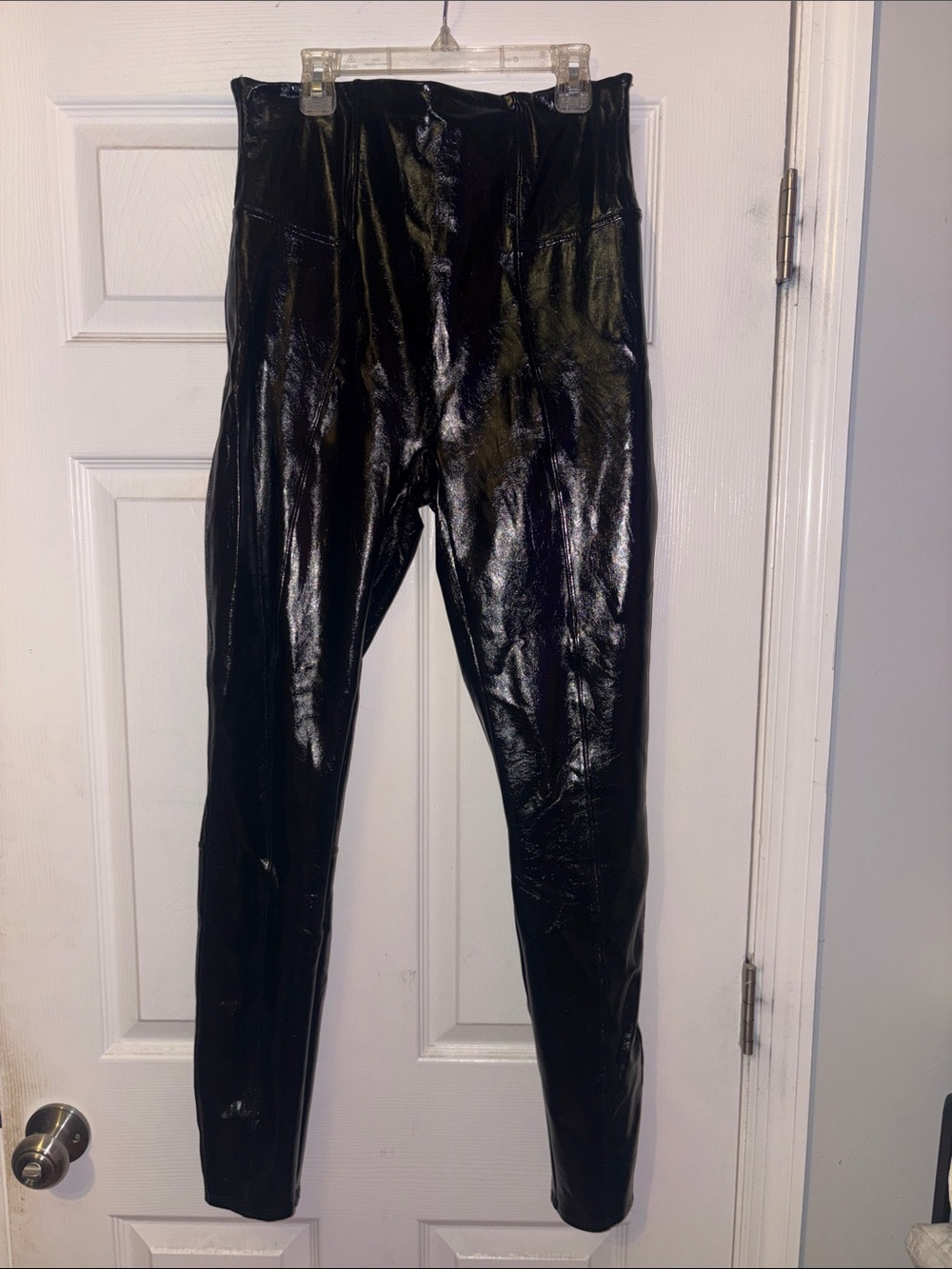 Spanx Faux Patent Leather Leggings Classic Black Size Large- Tall